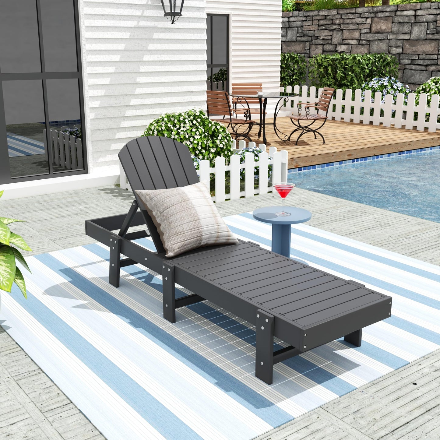 WestinTrends Dylan Adirondack Poly Reclining Chaise Lounge, Gray