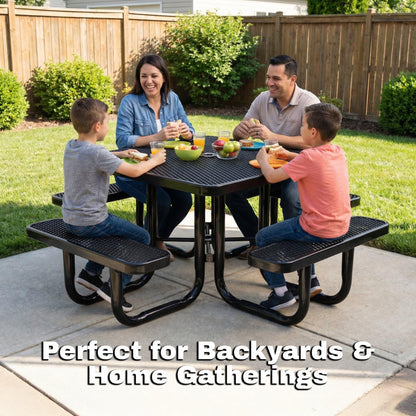 46” Square Heavy-Duty Expanded Metal Red Picnic Table