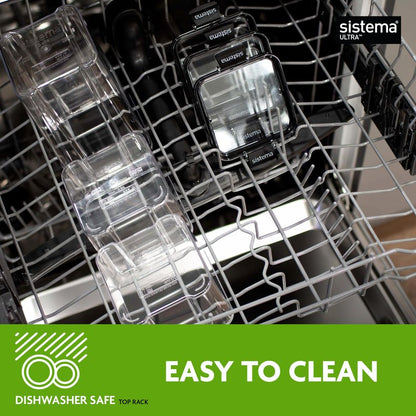 Sistema Tritan Ultra Airtight Pantry & Kitchen Storage Containers, 5-Pack, Clear Stackable Square Food Storage, BPA-Free, Dishwasher & Freezer-Safe (Microwave-Safe Without Lid)