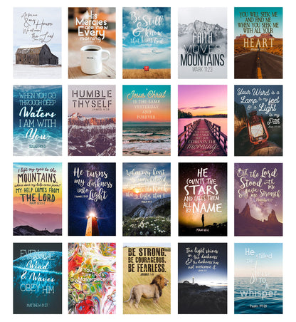 20 Bible Verse Aesthetic Photography Prints - Christian Wall Collage Kit for Teen Rooms or Dorms -Inspirational Faith Decor Gift -5x7 Professional Photos