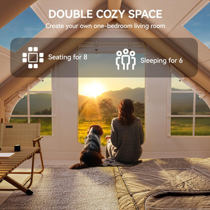 YITAHOME Inflatable Camping Tents, 8 Person Blow Up Hot Tent with Pump and Stove Jack, Easy Setup with Explosion Proof Valve, Waterproof Oxford Air Glamping for Camping