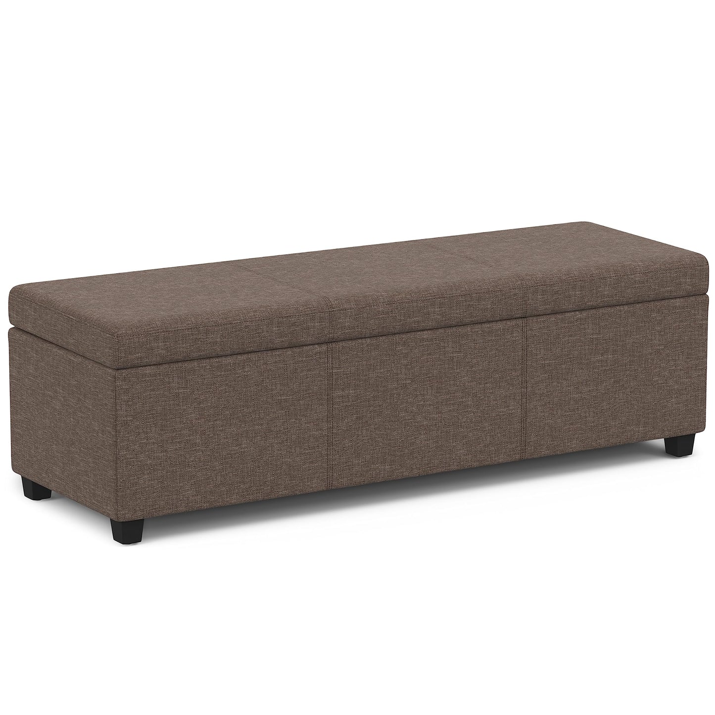 SIMPLIHOME Avalon Extra Large Storage Ottoman Bench - 54 inch Wide Upholstered Linen Look Fabric Rectangular Lift-Top Ottoman in Fawn Brown, Contemporary Bench for Living Room with Hidden Storage