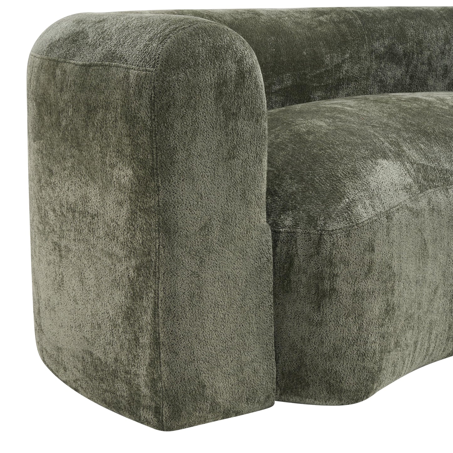 Christopher Knight Home 87.75" Curved Sleeper Sofa, 3 Seater Deep Seat Modular Floor Couch, Upholstered Chenille Fabric Comfy Cloud Couch with Round Arms & Curved Back for Living Room Bedroom, Green