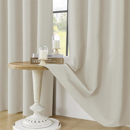 ChrisDowa 100% Blackout Curtains - Birch Solid Thermal Insulated Drapes | 45" Long, 2 Panels for Bedroom & Living Room