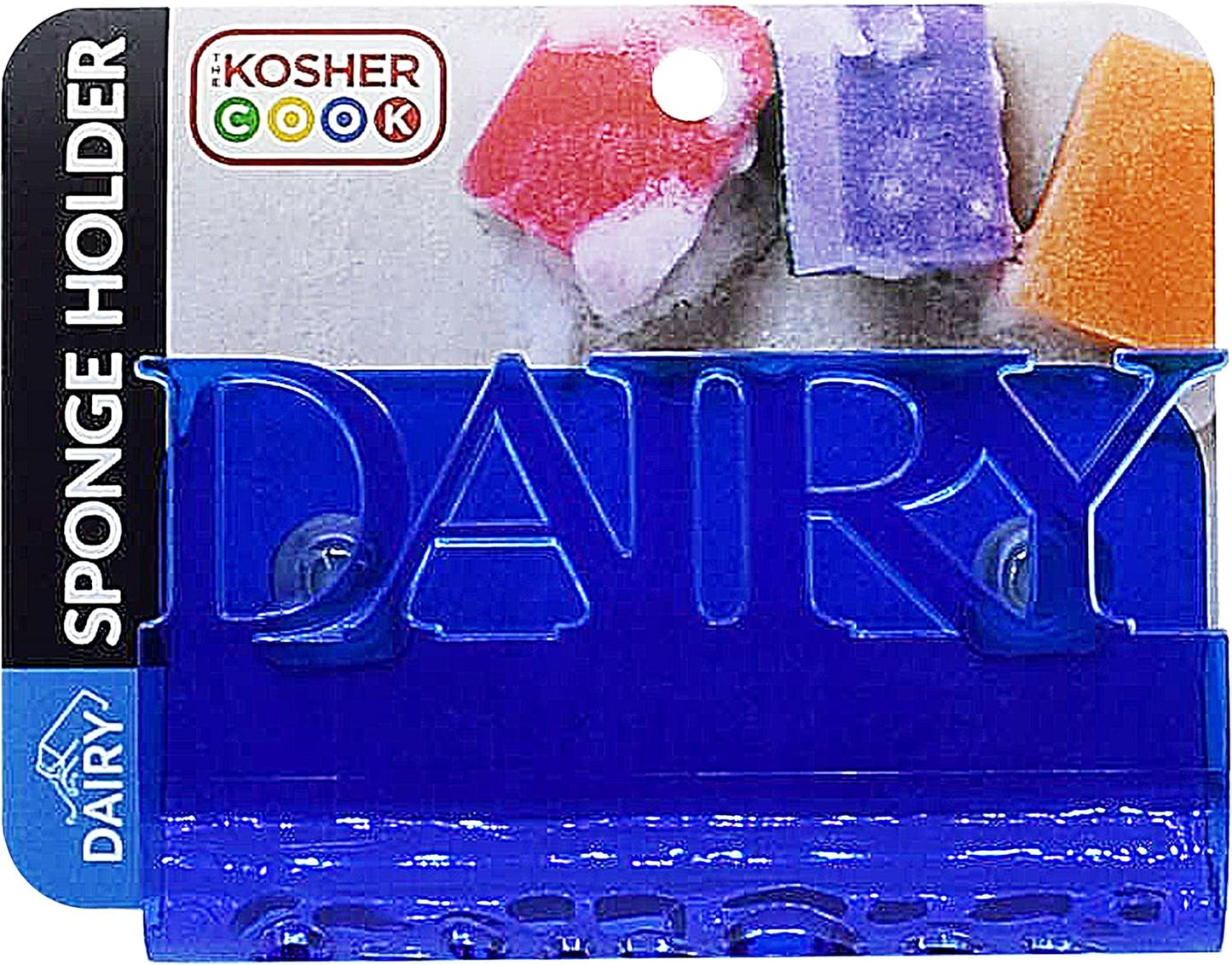 Dairy Blue Sponge Holder with Suction Cup Mounts - Sink Insert to Hold Scouring Pads and Scrubbers, Color Coded Kitchen