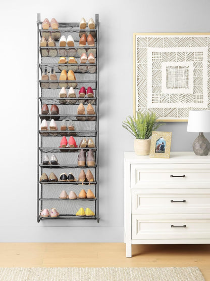 36 12 Closet 69"L 21.7"W 7.5"H, Whitmor Pair Over the Door Shoe Organizer, Tier Hanging Shoe Organizer, Heavy Duty