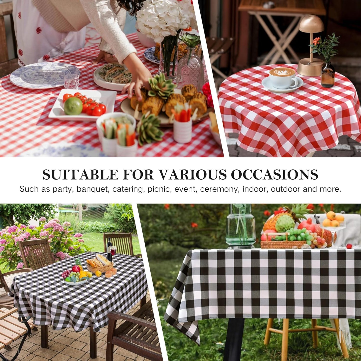 2 Pack 24x24 Inch Wolkemer Small Square Tablecloth Farmhouse Checkered Black and White Gingham Nightstand Table Cloth
