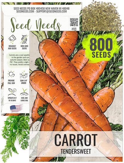 (1 Pack) Seed Needs Carrot Seeds for Planting Tendersweet Carrots - Non-GMO Heirloom & Untreated Vegetable Seed