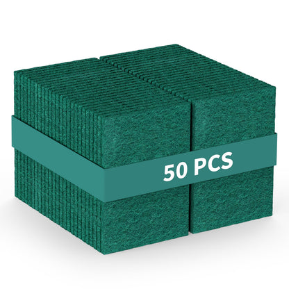 50-Pack Heavy Duty Green Scouring Pads 4x6 Inch | Reusable Non-Scratch Scrub Pads for Kitchen, Dishes, Pots, Pans, Grills & Household Cleaning | Multipurpose Scrubbers for Tough Stains