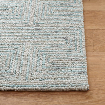 SAFAVIEH Area Rug 8x10 - Ikat Collection - Large - Teal & Grey, Handmade Wool, Ideal for Living Room, Bedroom, Office, Dining Space (IKT101K)