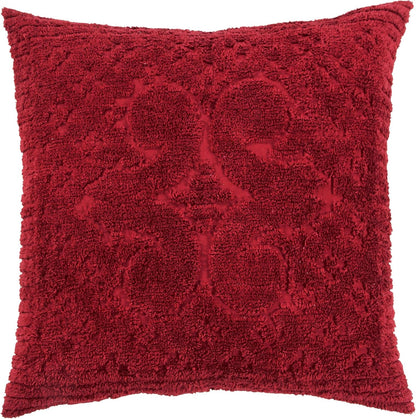 Better Trends Burgundy Euro Sham, 100% Cotton Chenille Bedspread Sham, Soft Tufted Tumble Dry (26x26)