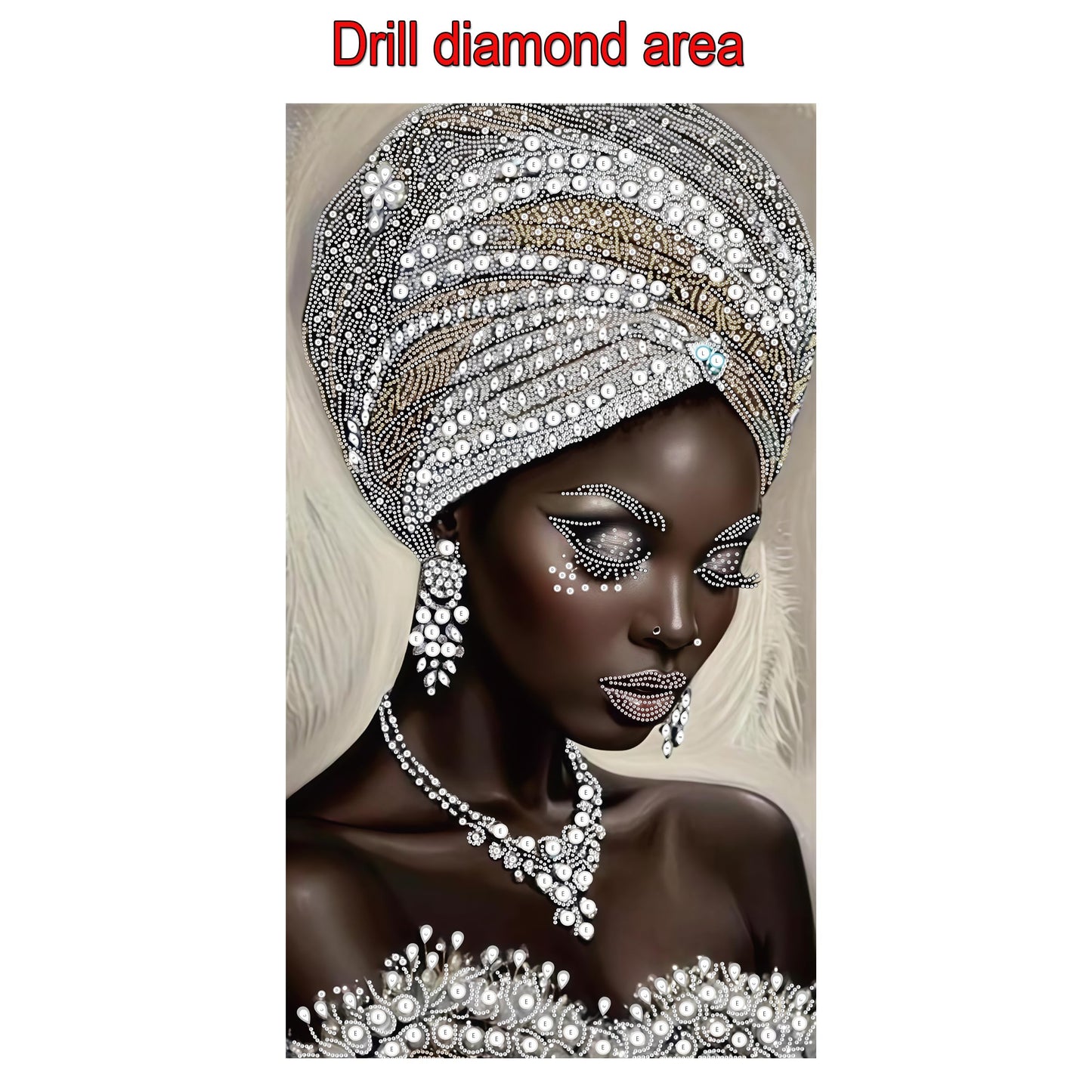 KUFWKEY African Women Large Diamond Art Kits for Adults,Partial 5D Diamond Painting kit for Beginners,Special Shaped Diamond Art,Sparkling gem Art,Diamond dots,DIY Mosaic Kits,Home Decor,16X28 inch
