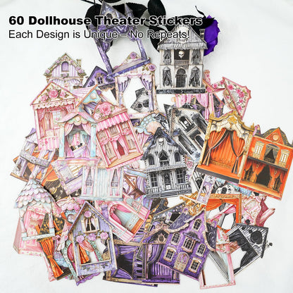 Moriquill 60PCS Doll House Stickers – Retro Cardstock Ephemera Set with Large Hollow Designs for Scrapbooking Journaling Decorative Crafts and DIY Projects
