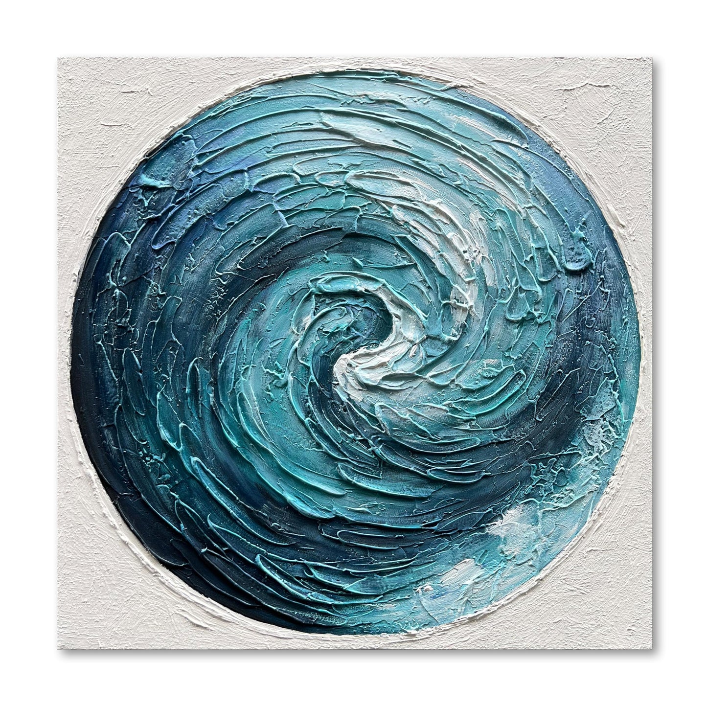 Diathou Art Hand-painted blue gradient texture oil painting in modern abstract style, artistic decoration for the office wall of furniture, 24x24 inches