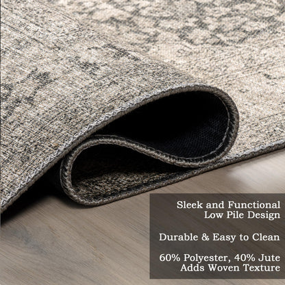 Nuloom Hillstone Collection Agnetha Grey/Taupe, 7'10" x 10', Vintage Medallion, Soft and Cozy, High Traffic, Stain Resistant, Easy Clean, Durable Area Rug for Bedroom, Living Room, Dining, Foyer