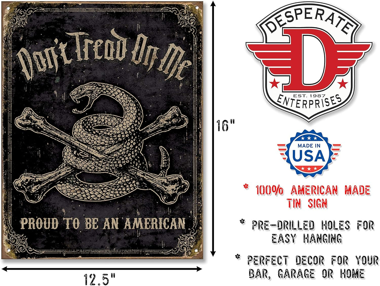 Desperate Enterprises Tin Signs TSN1692-BRK - Proud American