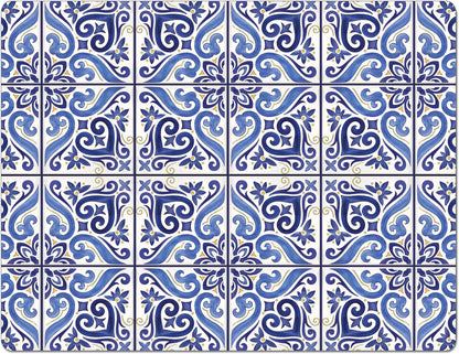 Cut N' Funnel Shades of Blue Designer Flexible Plastic Cutting Board Mat, 15" x 11.5", Easy to Clean, Made in the USA