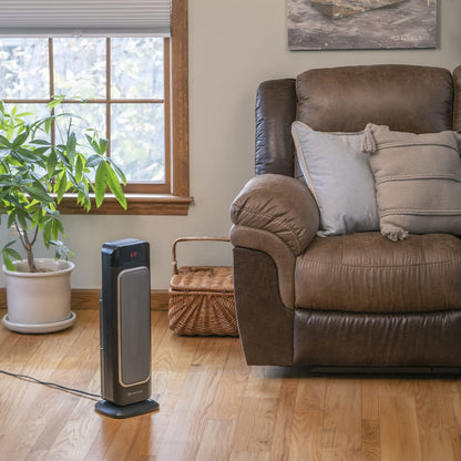 Comfort Zone Electric 24" Oscillating Digital Tower Space Heater with Full Function Remote, Adjustable Thermostat, and Overheat Protection, Ideal for Home, Bedroom, & Office, 1,500W, CZ523RBK