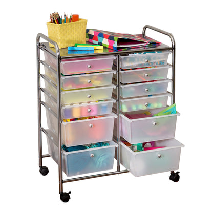 Honey-Can-Do Rolling Storage Cart and Organizer with 12 Plastic Drawers
