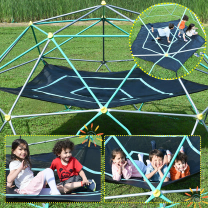 Merax 12FT Climbing Dome with Hammock, Outdoor Geometric Dome Climber Play Center for Kids 3-10 Supporting 1000 lbs, Easy Assembly Jungle Gym