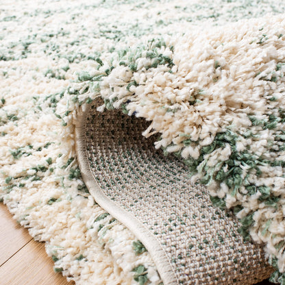 SAFAVIEH Hudson Shag Collection Area Rug - 10' x 14', Ivory/Green, Geometric Design, Plush 1.9 Inch Thick Ideal for High Traffic Areas in Living Room, Bedroom, Dining (SGH206Y)