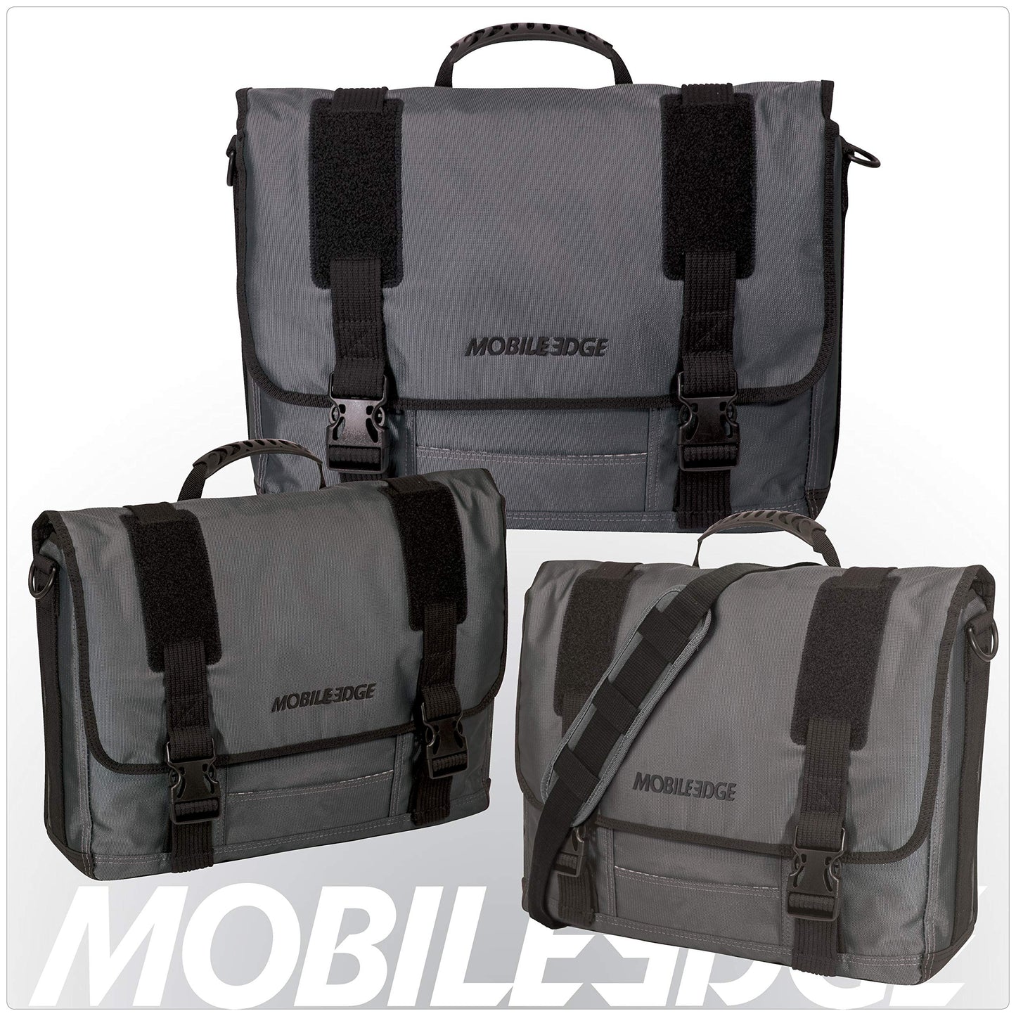 Mobile Edge ECO Laptop Messenger Bag for Men and Women, Fits Up To 17.3 Inch Laptops, Travel Work Computer Bag, Cotton Canvas, Padded Pockets, Black