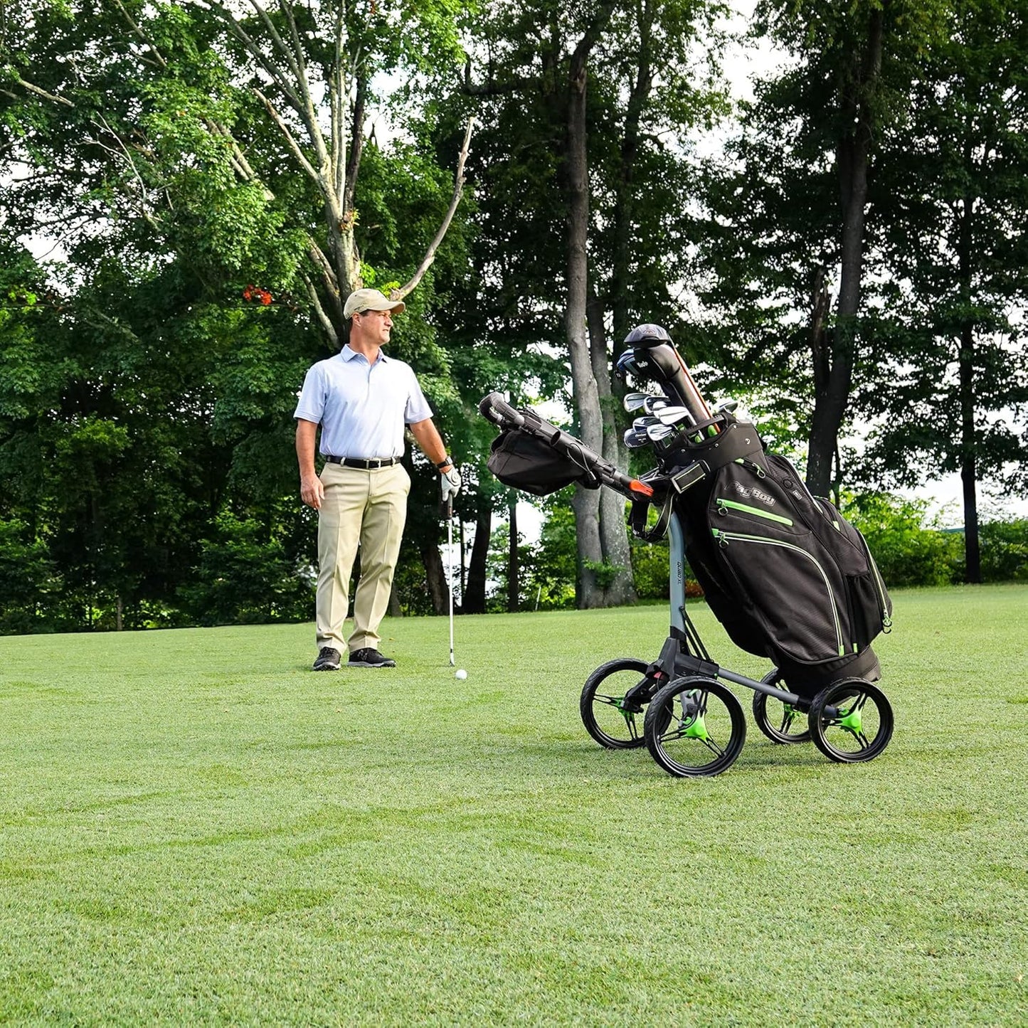 Bag Boy Quad XL Golf Push Cart, Black/Silver