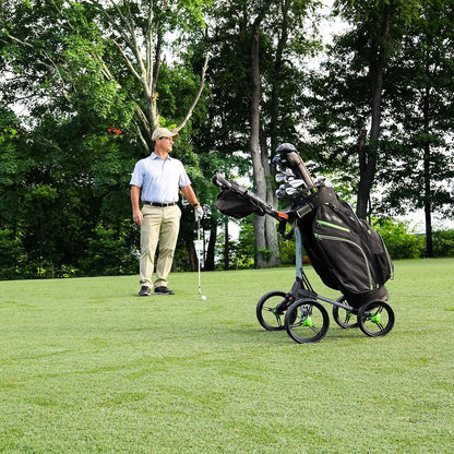 Bag Boy Quad XL Golf Push Cart, Black/Silver