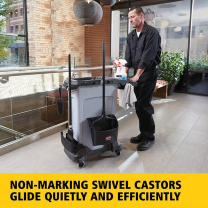 Rubbermaid Commercial Products Slim Jim Container Trash Can Trolley/Dolly with Wheels, Black, Resin, Easy Transport/Maneuverability of 16/23 Gallon Slim Jim Containers/Recycling
