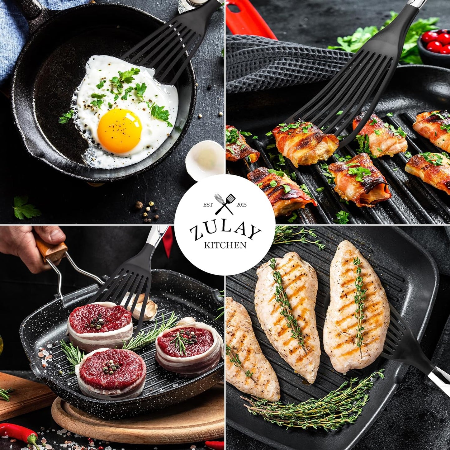Zulay Kitchen Premium Fish Spatula: Stainless Steel Slotted Turner, Non-Stick & Easy to Clean, Perfect for Cooking