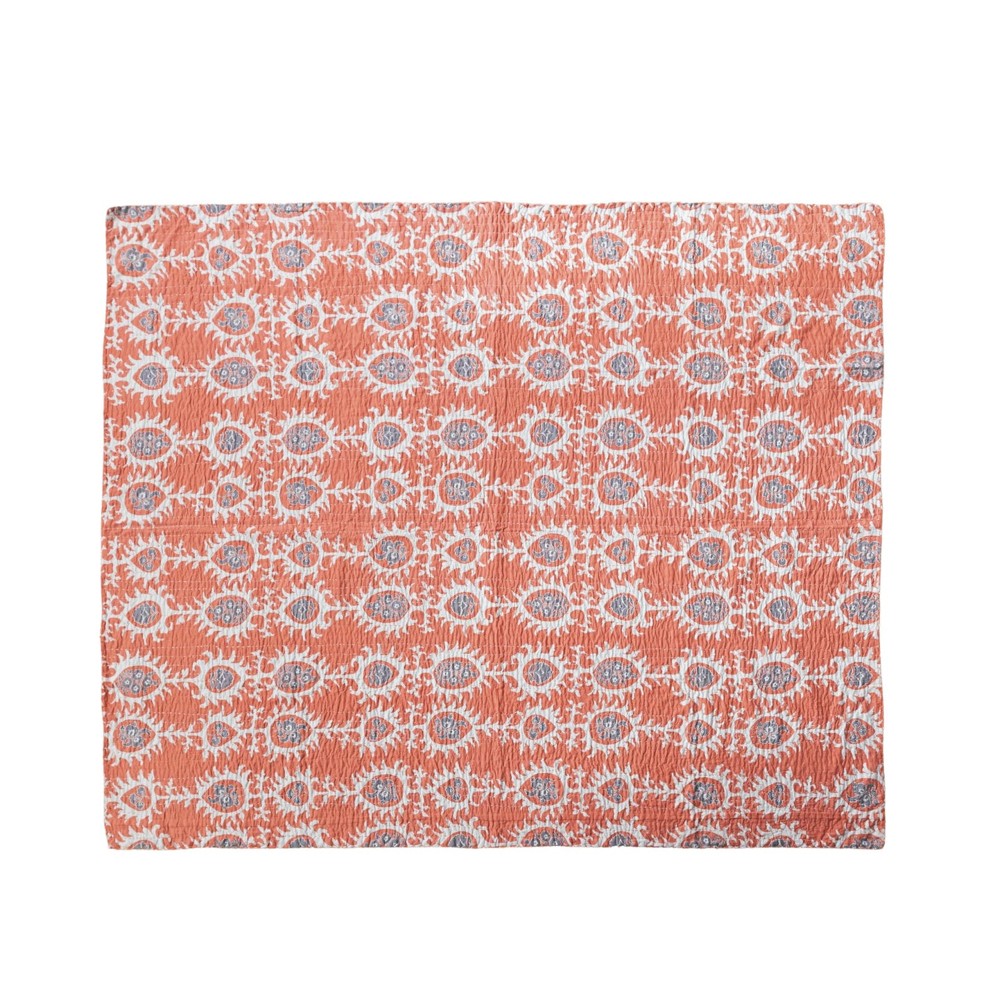 Creative Co-Op Patterned Cotton Voile Throw, Orange