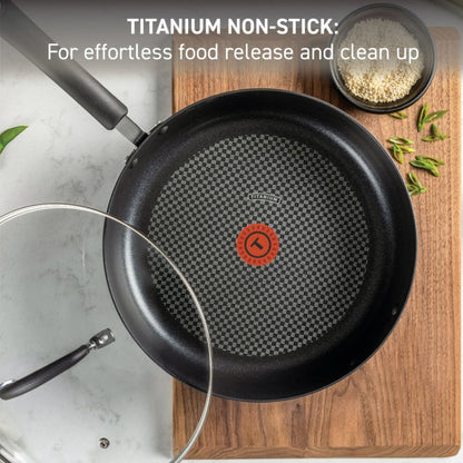 T-Fal Ultimate Hard Anodized Nonstick Fry Pan With Lid 12 Inch, Oven Broiler Safe 400F, Lid Safe 350F, Cookware, Pots and Pans, Kitchen Frying Pans, Skillets, Home, Dishwasher Safe, Onyx