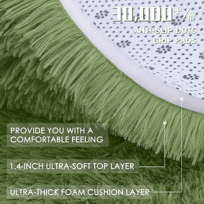 OLANLY Runner Rugs - Soft Fluffy Machine Washable 2x5 for Hallway & Bedroom | Green Indoor Carpet