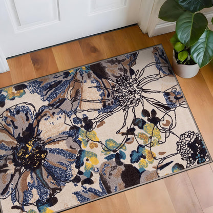 Rugshop Gray Large Floral Non-Slip Area Rug Fade Resistant for Living Room, Dining Room and Large Spaces, 10' x 14'