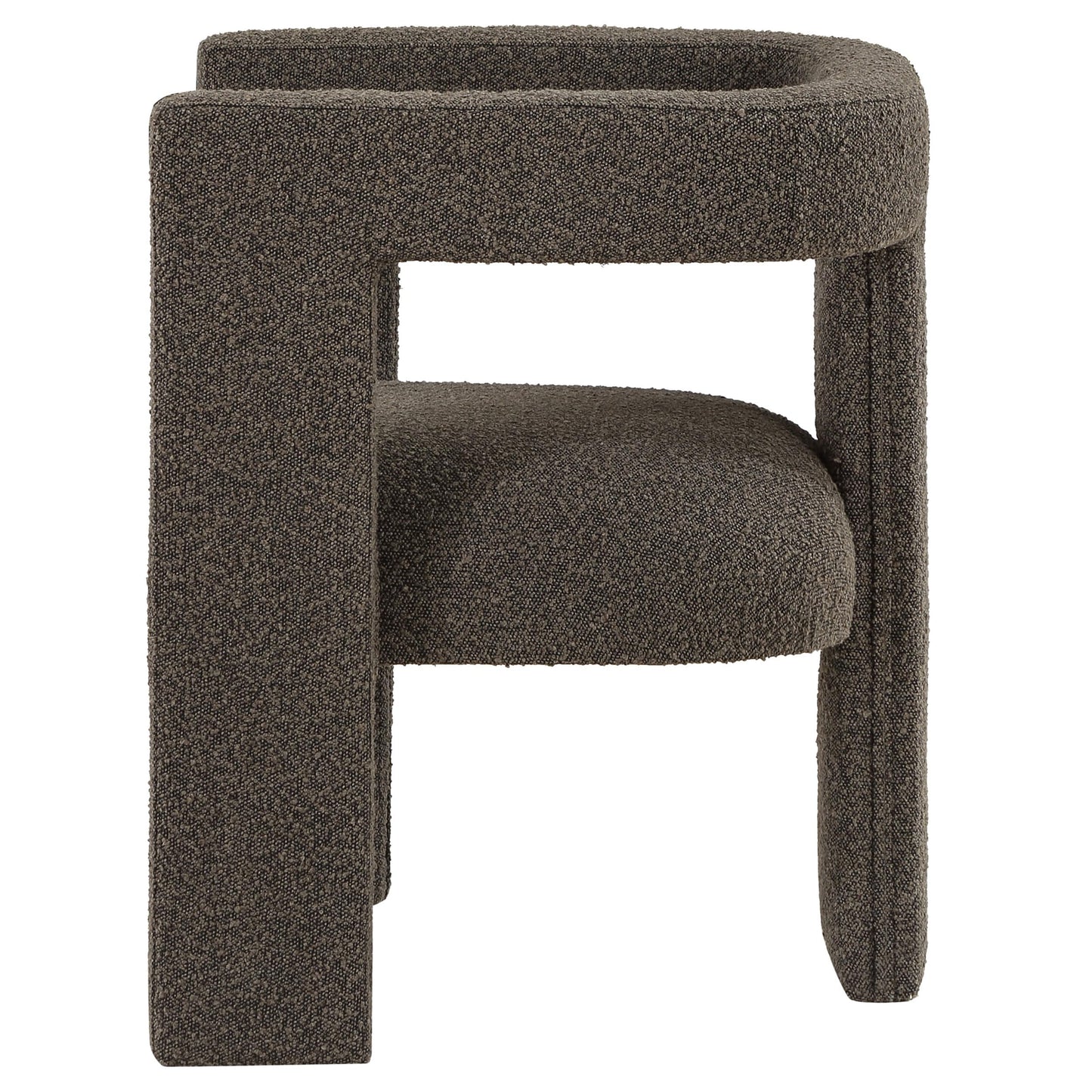 Coaster Home Furnishings - Petra - Boucle Upholstered Accent Chair Curved Arms and Cushioned Seat - Contemporary Style - Living Room - Chocolate Brown - 902880