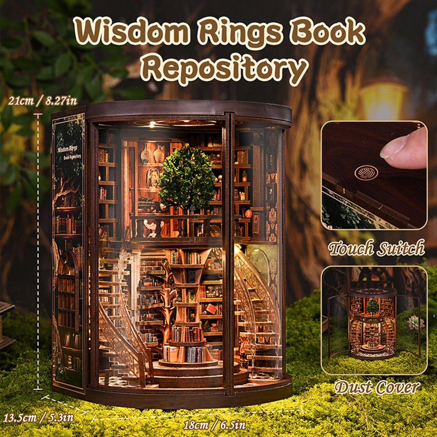 ISSEVE Book Nook Kits for Adults, Library Booknook Kit DIY Miniature Dollhouse Book Nooks, 3D Wooden Puzzle Model Creative Bookshelf Home Decoration Adult Crafts Kits Gift (Wisdom Book Repository)