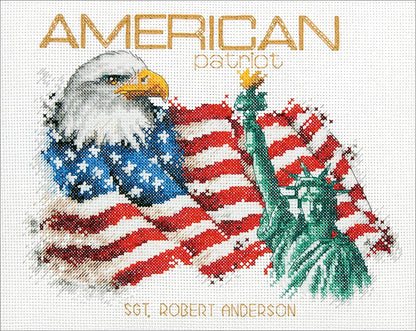 Dimensions 'American Patriot' Counted Cross Stitch Patriotic Personalized Gift for Veterans and Military Kit, 14 Count White Aida Cloth, 10'' x 8''