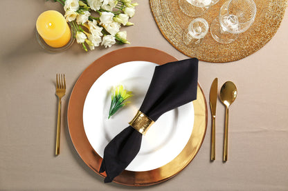 Ramanta Home 12 Pack Cloth Napkins 20x20 Inches, 100% Polyester Napkins with Hemmed Edges, Washable Reusable Dinner Napkins Ideal for Parties, Weddings, Dinner Table, Hotels and Banquets -Black