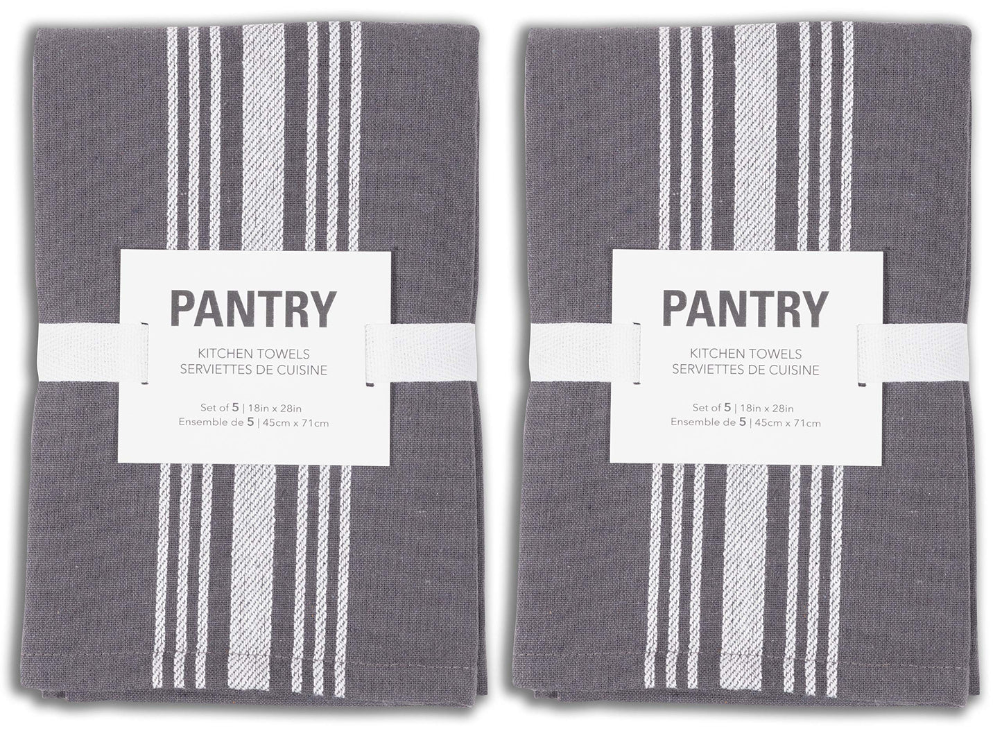 KAF Home Soho Kitchen Dish Towels - Set of 10, 18 x 28 Inch (Charcoal)