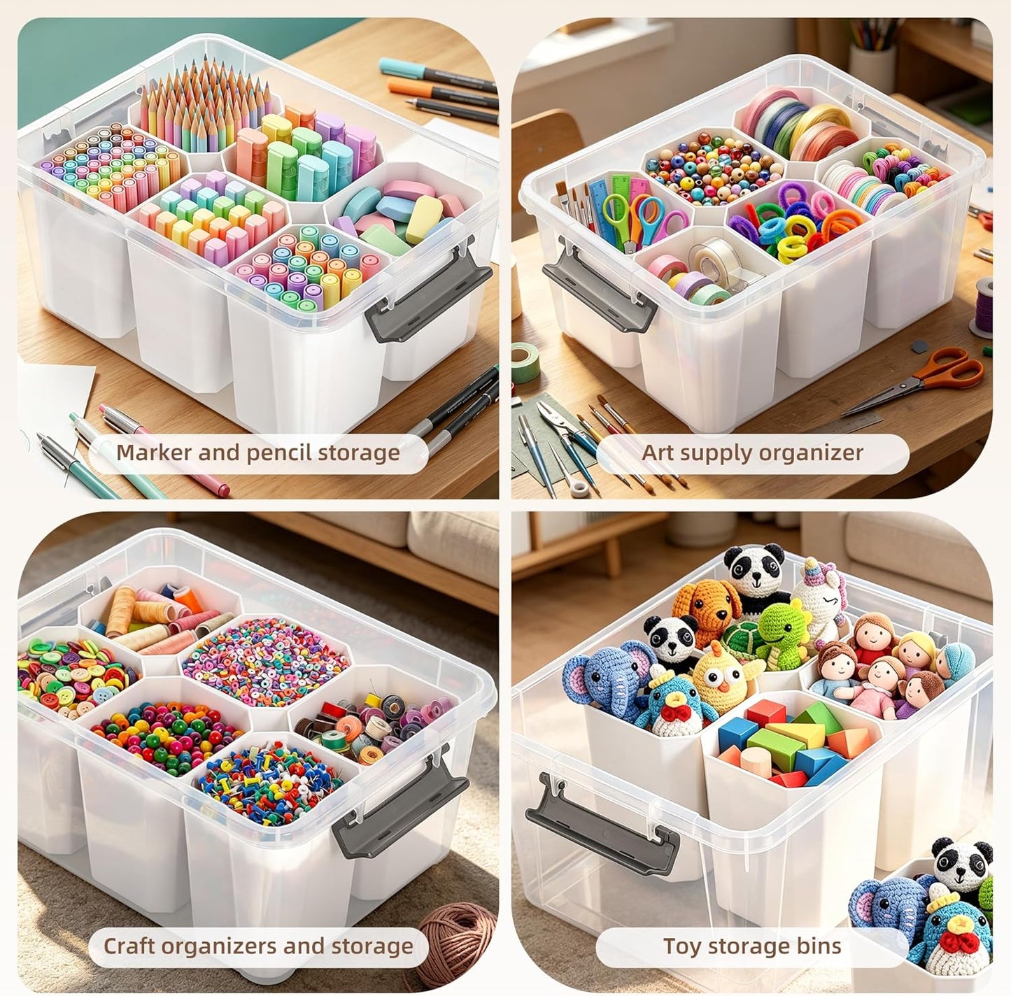 17 Citylife QT Plastic Storage Bins Clear Storage Box with Lids Multipurpose Stackable Storage Containers