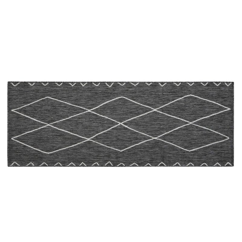Madison Park Darya Woven Turkish Indoor/Outdoor Area -Rug for Backyard, Geo Moroccan, Home Décor, Weather Resistant Floor Mat, Easy to Clean Patio -Rugs, Deck Carpets, 7'11" x 10', Grey/White