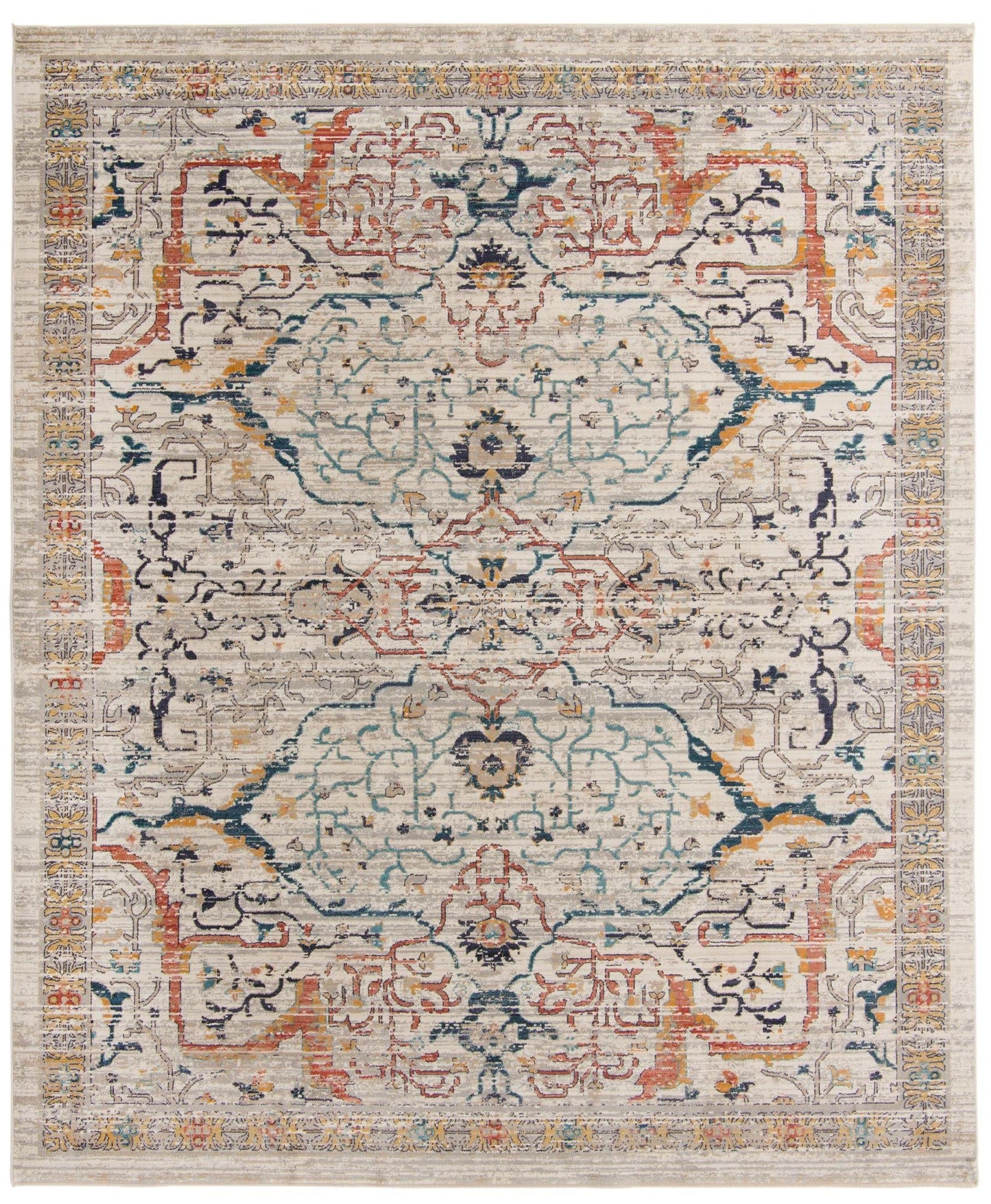 Unique Loom Lola Collection Area Rug - Vivacious (10' x 12' 4" Rectangle, Ivory/Blue)