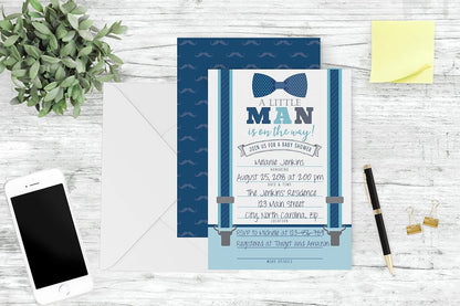 Your Main Event Prints Boy Baby Shower Invitations, 20 with Envelopes & Diaper Raffle Cards, Little Man, Sprinkle