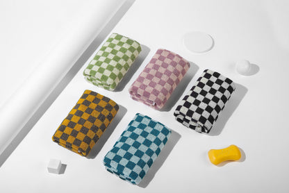 Madi-Cadi Hand Towels 5 Pack - Cotton Face Towels Soft, Absorbent, and Decorative Checkered Design for Bathroom, Kitchen, Gym, and Spa - 13 x 29 Inches for Any Occasion