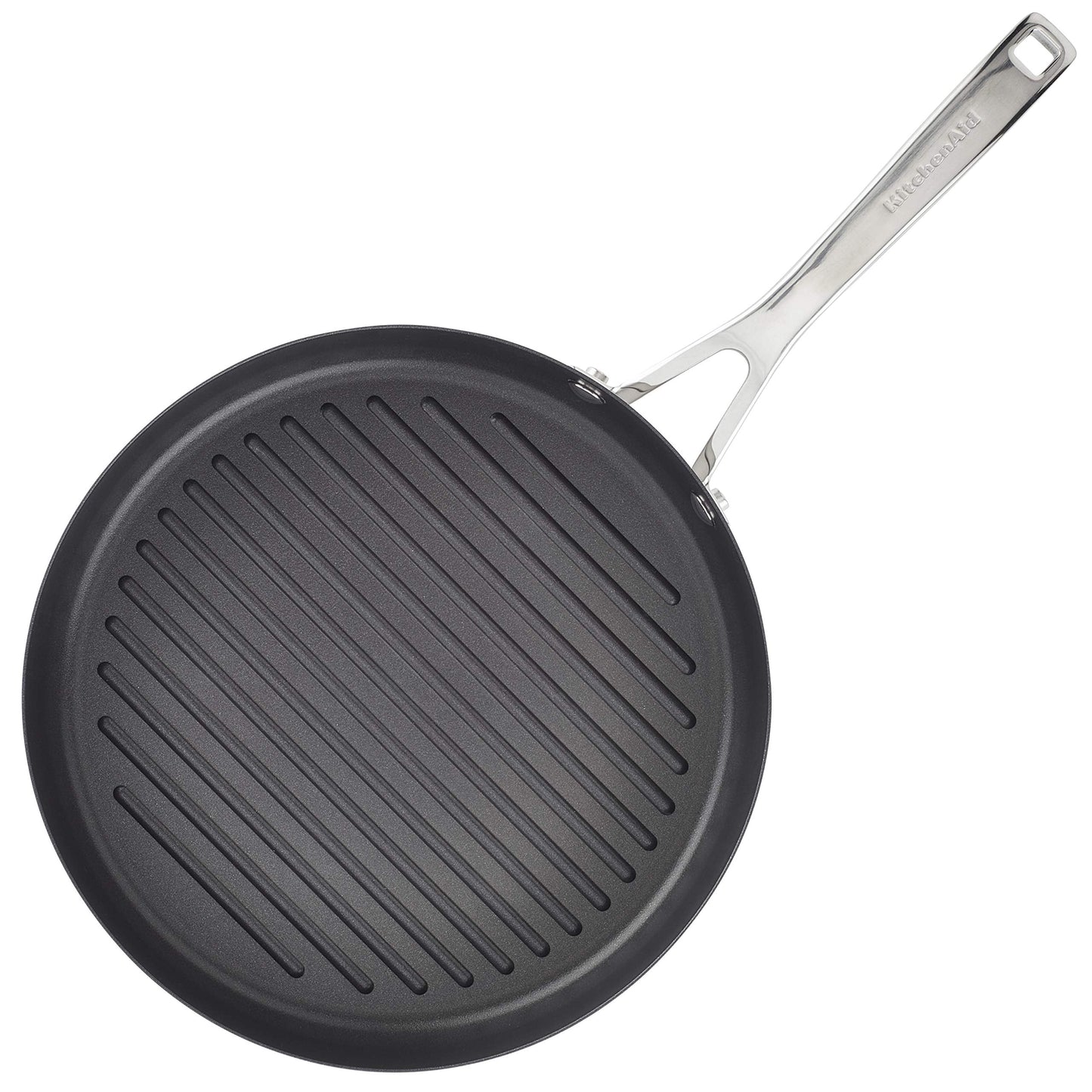 KitchenAid 71012 3-Ply Base Brushed Stainless Steel Nonstick Round Grill Pan/Griddle, 10.25 Inch