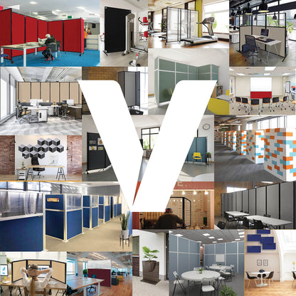 Versare Polycarbonate Room Divider 360 Portable Wall Partition | Freestanding Office Dividers | Locking Wheels | Privacy Screen Panels - 14' x 6' Dark Gray Thermoplastic Polymer