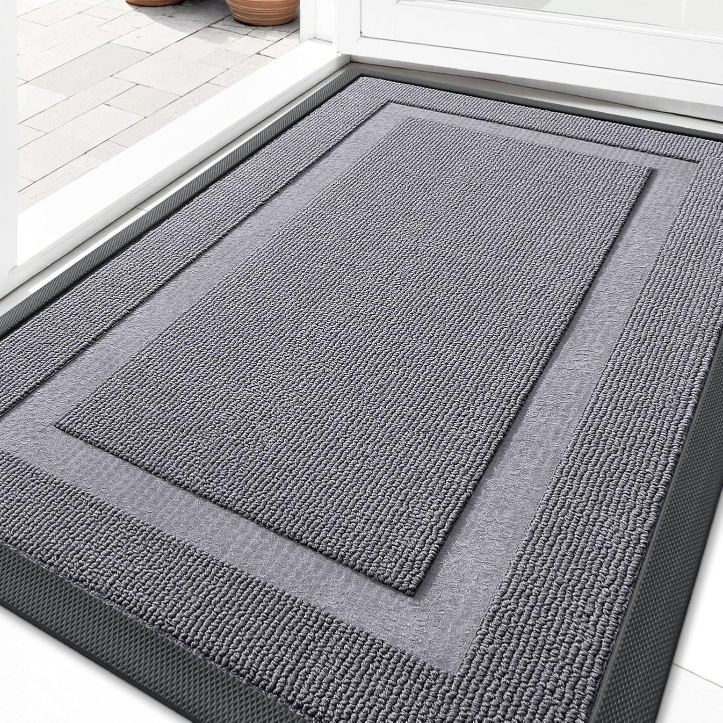 OLANLY Waterproof Front Door Mat | All-Season Indoor Outdoor Doormat, Easy Clean, 33x21, Classic Gray
