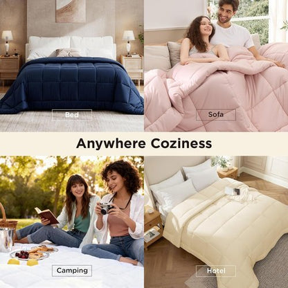 Bedsure Comforter Duvet Insert - Quilted Cal King Size, All-Season Down Alternative Bedding, Light Grey | 130x120 Inches