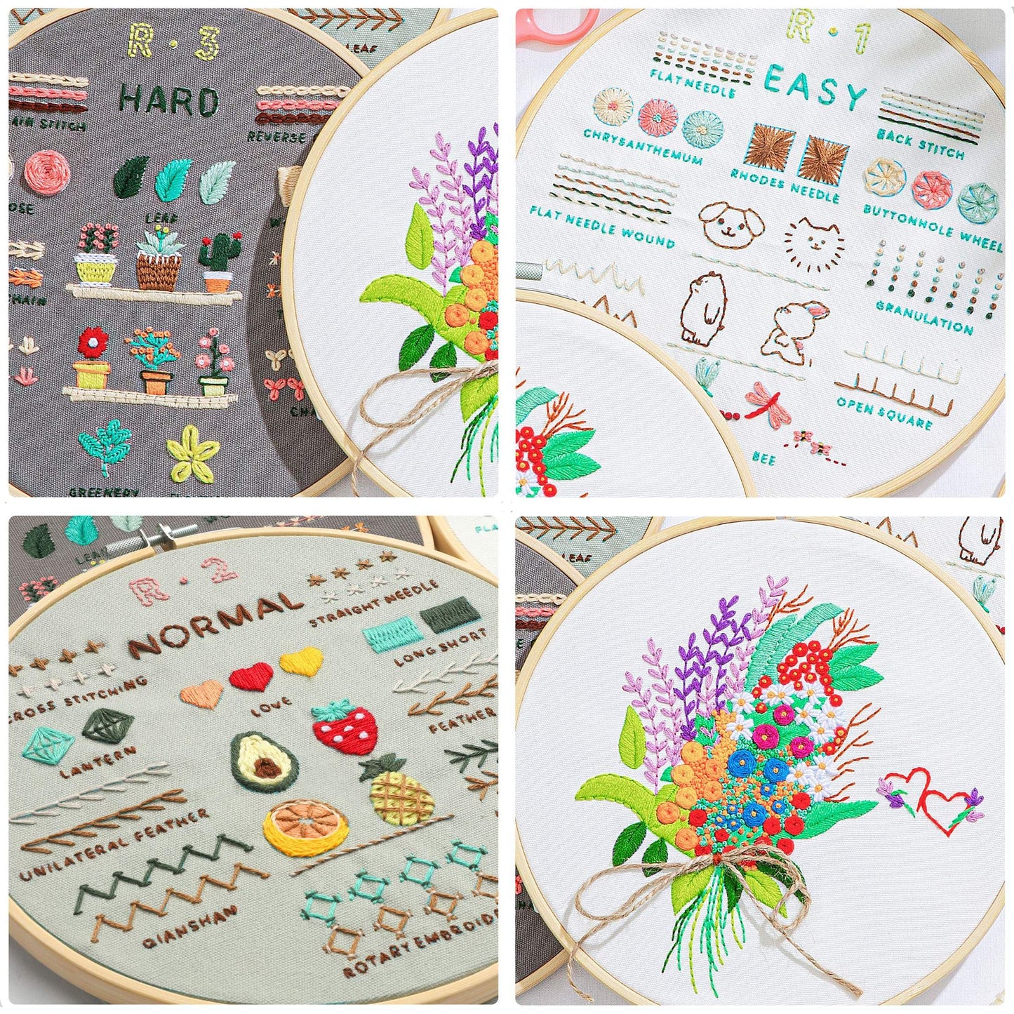 Culberta Embroidery Kit for Adults Beginner, Needlepoint Kits, Cross Stitch Craft Set with HD Video Tutorials, Hand DIY Art Supplies for Gifts (B)