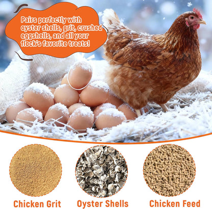 2 Pack Chicken Grit and Oyster Shell Feeder, Hanging Wall Mount Chicken Feeder Combo, Waterproof ABS Automatic Gravity